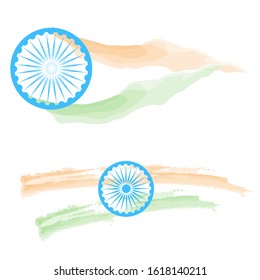 Vector flag of India in the style of watercolor paints. Illustration to the holiday day of Happy Indian Republic day and India's independence on August 15