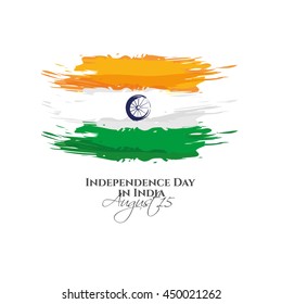 Vektorflagge von Indien im Stil von Aquarellfarben mit einem Muster. Illustration zum Feiertag der Unabhängigkeit Indiens am 15. August