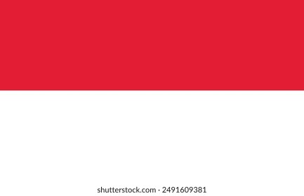 Vector flag of Indonesia. Accurate dimensions and official colors. Symbol of patriotism and freedom. This file is suitable for digital editing and printing of any size.