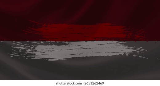 Vektorfahne von Indonesien. Vektorgrafik mit Rissen und Abschürfungen.
