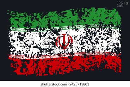Vector flag of Iran. Vector illustration with cracks and abrasions.