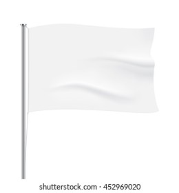 Vector flag isolated. White horizontal flag template. Realistic flag mockup.