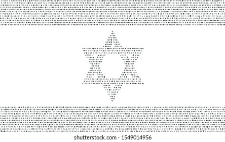 Vector flag of Israel. Dotted gray silhouette. Dots are arranged horizontally