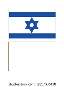 Vector flag of Israel on a stick. Design element. Signs and symbols. Flags.