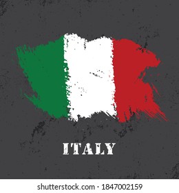 Vector flag of Italy brush stroke background,Flag grunge style.