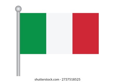 Vector Flag of Italy with a flagpole