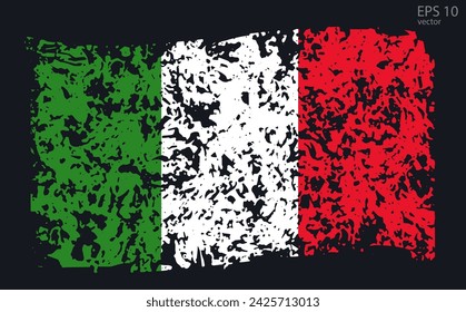 Vektor-Flagge von Italien. Vektor-Illustration mit Rissen und Abschürfungen.