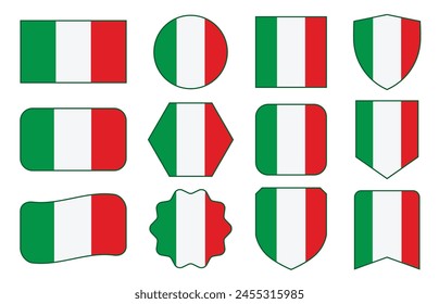 Vektorgrafik Fahne von Italien in modernen abstrakten Formen, winkend, Abzeichen, Design-Vorlage