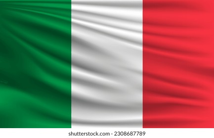 Vector flag of Italy waving closeup style background illustration.