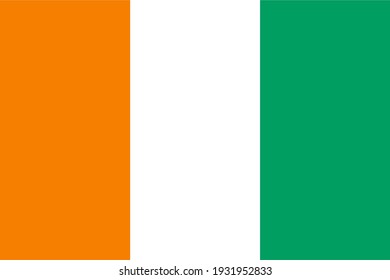 Vector flag of Ivory Coast. Accurate dimensions and official colors. Symbol of patriotism and freedom. This file is suitable for digital editing and printing of any size.