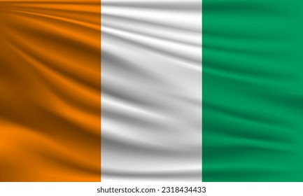 Vector flag of Ivory Coast waving closeup style background illustration.
