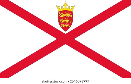 Vector flag of Jersey, a self-governing dependency of the United Kingdom in Europe. Accurate dimensions and official colors. This file is suitable for digital editing and printing of any size.