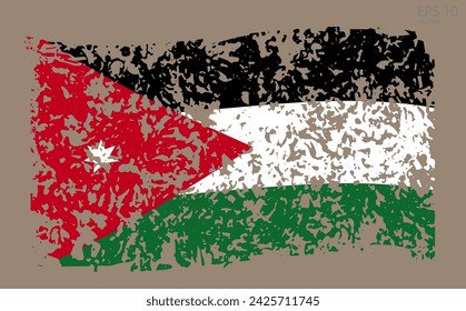 Vektor-Flagge von Jordanien. Vektor-Illustration mit Rissen und Abschürfungen.
