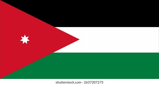 Vector flag of Jordan. Official standard colors. Symbol of patriotism and freedom. Suitable for graphic design, education, presentations and professional printing purposes.