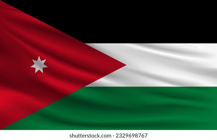 Vector flag of Jordan waving closeup style background illustration.