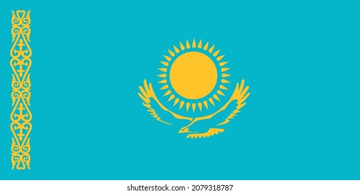 Bandera vector de Kazajistán. Ilustración vectorial plana
