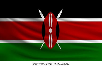 Vector flag of Kenya waving closeup style background illustration.