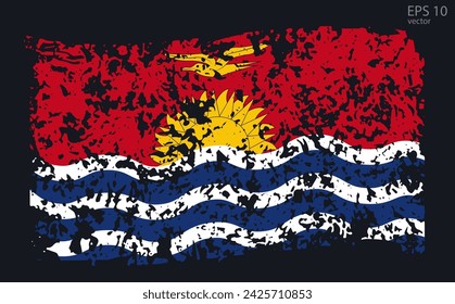 Vector flag of Kiribati. Vector illustration with cracks and abrasions.