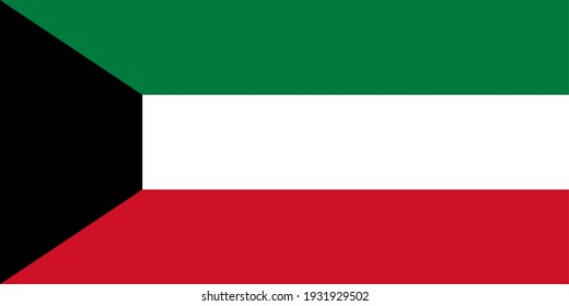 Bandera de los vectores de Kuwait. Dimensiones precisas y colores oficiales. Símbolo de patriotismo y libertad. Este archivo es adecuado para edición digital e impresión de cualquier tamaño.