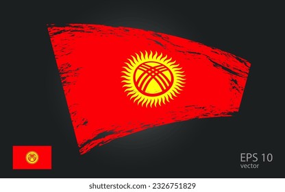 Vector flag of Kyrgyzstan, illustration.
. Brush paint stroke trail view.
