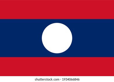 Vector flag of Laos. Accurate dimensions and official colors. Symbol of patriotism and freedom. This file is suitable for digital editing and printing of any size.