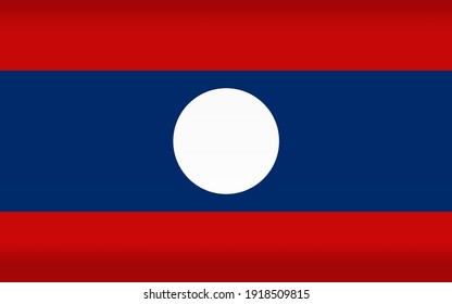 Vector flag of Laos. Color symbol isolated on white background. Laos flag image.