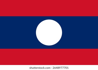 Bandeira vetorial do Laos, um país no Sudeste Asiático. Dimensões precisas e cores oficiais. Este arquivo é adequado para edição e impressão digital de qualquer tamanho.