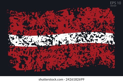 Bandera vectorial de Letonia. Ilustración vectorial con grietas y abrasiones.