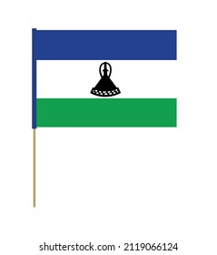 Vector flag of Lesotho on a stick. Design element. Signs and symbols. Flags.