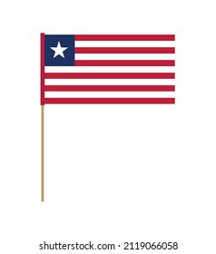 Vektorflagge von Liberia auf einem Stock. Design-Element. Zeichen und Symbole. Flaggen.