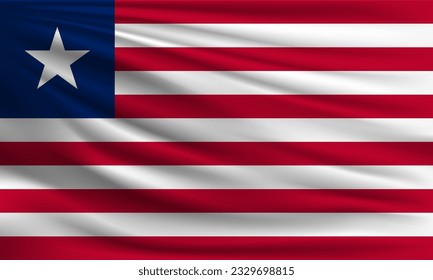 Vector flag of Liberia waving closeup style background illustration.