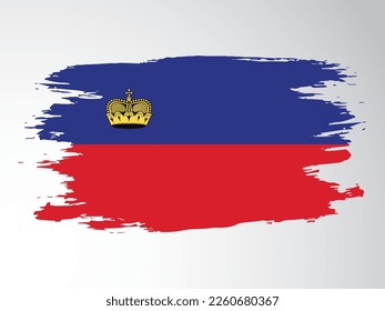 Vektorflagge von Liechtenstein mit einem Pinsel gezeichnet. Vektorflagge Liechtensteins.