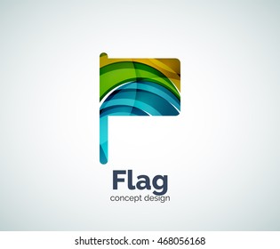 Vector flag logo template, abstract business icon