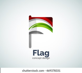 Vector flag logo template, abstract business icon