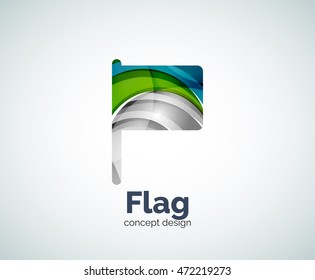 Vector flag logo template, abstract business icon