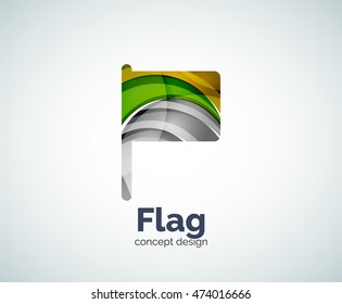 Vector flag logo template, abstract business icon