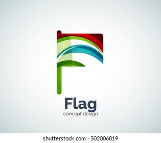 Vector flag logo template, abstract business icon