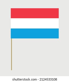 Vector flag of Luxembourg on a stick. Design element. Signs and symbols. Flags.