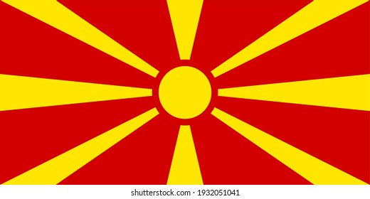 Vector flag of Macedonia. Accurate dimensions and official colors. Symbol of patriotism and freedom. This file is suitable for digital editing and printing of any size.