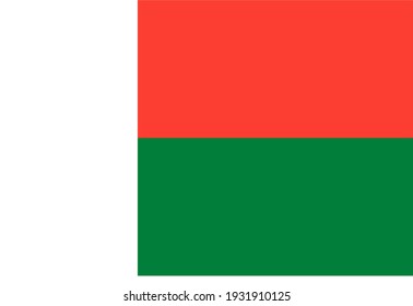 Vector flag of Madagascar. Accurate dimensions and official colors. Symbol of patriotism and freedom. This file is suitable for digital editing and printing of any size.