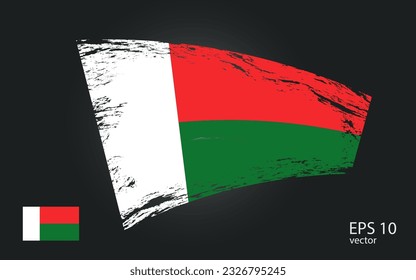 Vektorflagge von Madagaskar, Abbildung. Pinselstrich-Trail-Ansicht mit flacher Vektorflagge.
