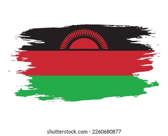 Vector flag of Malawi drawn with a brush. Malawi vector flag.
