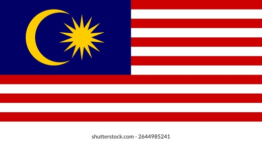 Vector flag of Malaysia, a country in Southeast Asia. Accurate dimensions and official colors. This file is suitable for digital editing and printing of any size.