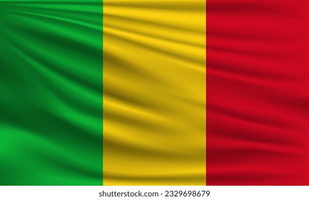 Bandera vectorial de Mali ondeando la ilustración de fondo estilo closeup.