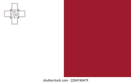 Vector flag of Malta. Symbol of patriotism and freedom. This file is suitable for digital editing and printing of any size