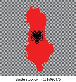 vector flag map of Albania with gold frame isolated on white background