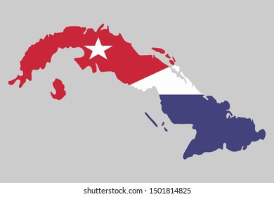 Vector flag map of Cuba. Vector illustration