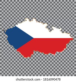 mapa de bandera vectorial de la República Checa con marco dorado aislado en fondo blanco