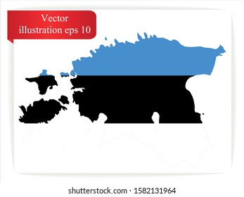 Vector flag and map of Estonia.