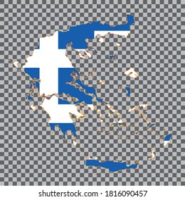 mapa de bandera vectorial de Grecia con marco dorado aislado en fondo blanco